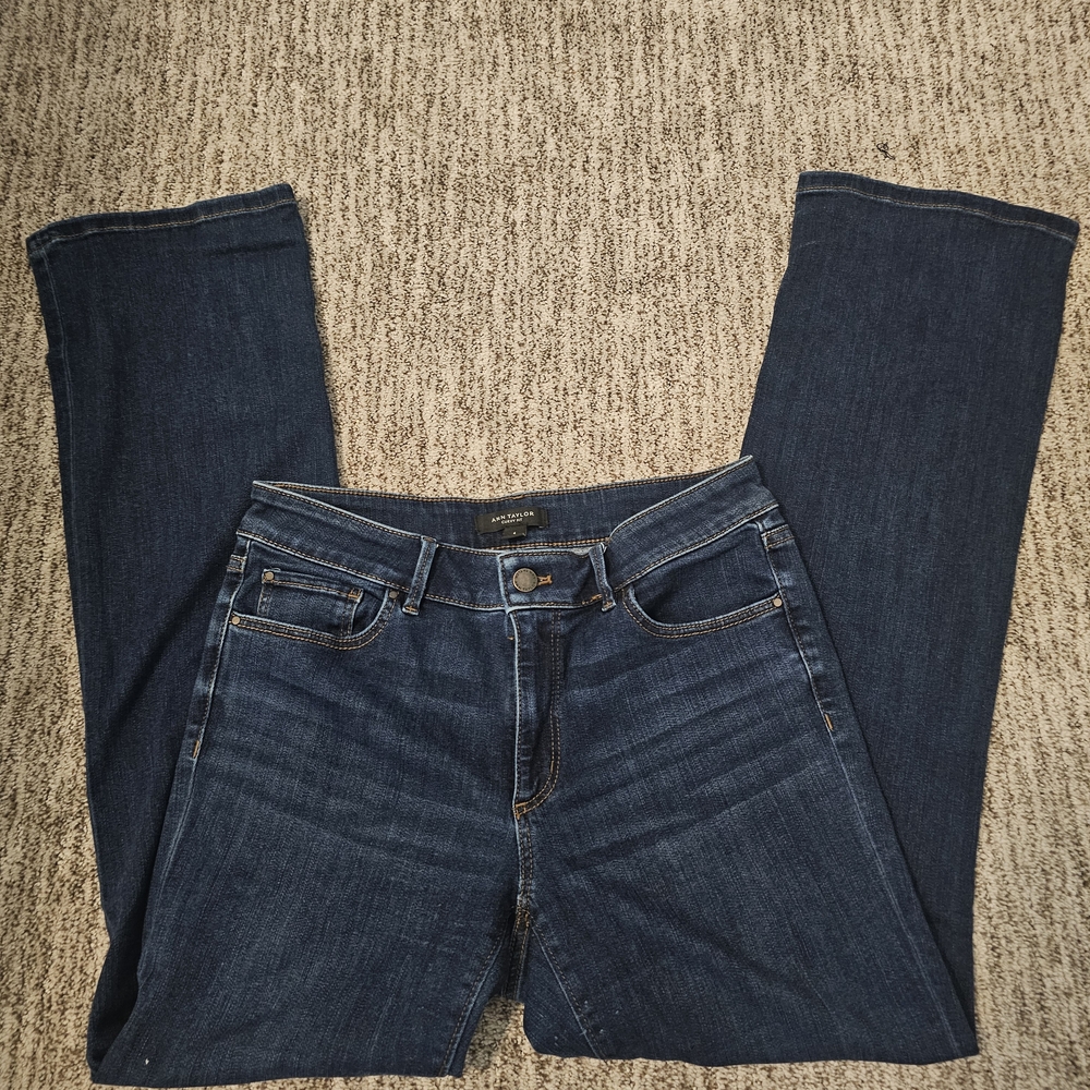 Ann Taylor Curvy Fit Dark Blue Straight Jeans